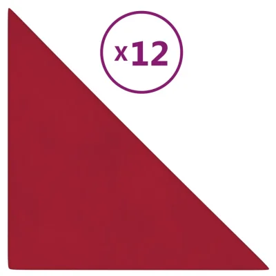 vidaXL Stenski paneli 12 kosov vinsko rdeči 30x30 cm žamet 0,54 m²