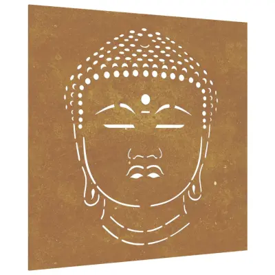 vidaXL Vrtna stenska dekoracija 55x55 cm corten jeklo glava Bude