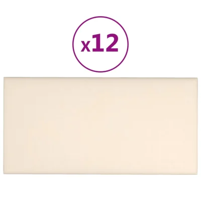 vidaXL Stenski paneli 12 kosov krem 30x15 cm žamet 0,54 m²