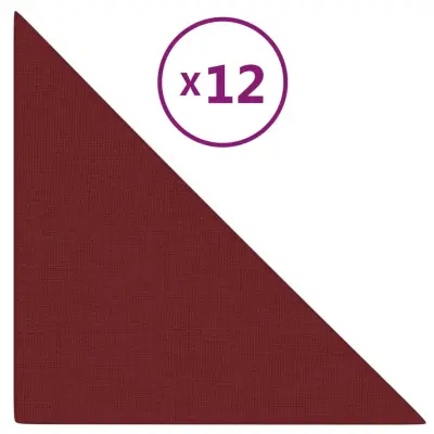 vidaXL Stenski paneli 12 kosov vinsko rdeči 30x30 cm blago 0,54 m²