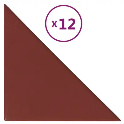 vidaXL Stenski paneli 12 kosov vinsko rdeči 30x30 cm um. usnje 0,54 m²