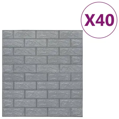vidaXL 3D tapete opeke samolepilne 40 kosov antracitne