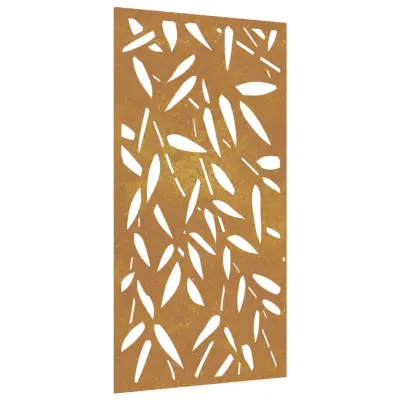 vidaXL Vrtna stenska dekoracija 105x55 cm corten jeklo bambusovi listi