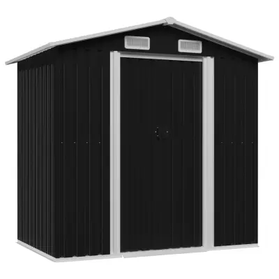 vidaXL Vrtna skladiščna lopa antracitna jeklena 204x132x186 cm