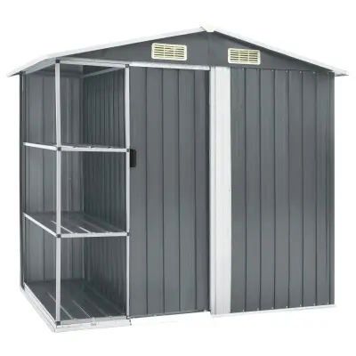 vidaXL Vrtna lopa s stojalom siva 205x130x183 cm železna
