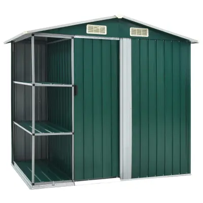 vidaXL Vrtna lopa s stojalom zelena 205x130x183 cm železna