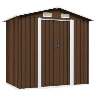 vidaXL Vrtna skladiščna lopa rjava 204x132x186 cm jeklena