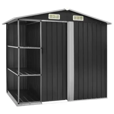 vidaXL Vrtna lopa s stojalom antracitna 205x130x183 cm železna
