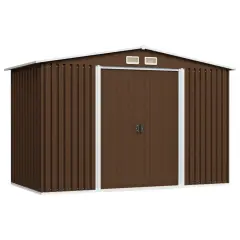 vidaXL Vrtna skladiščna lopa rjava 257x205x178 cm jeklena