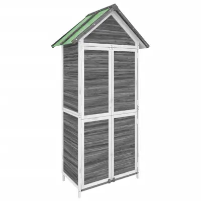 vidaXL Vrtna lopa za orodje siva 89x52,5x175 cm trdna borovina