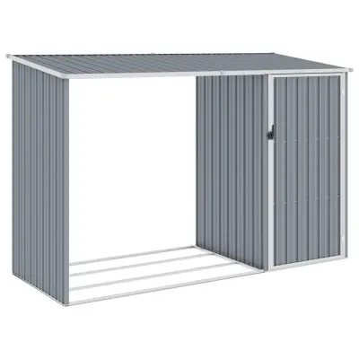 vidaXL Vrtna lopa za drva siva 245x98x159 cm pocinkano jeklo