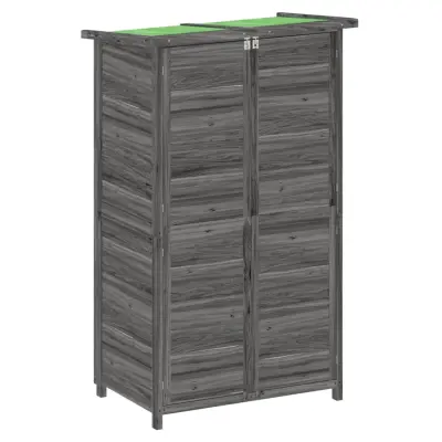 vidaXL Vrtna lopa za orodje siva 83x57x140 cm trdna borovina