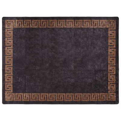 vidaXL Preproga pralna črna in zlata 400x300 cm protizdrsna