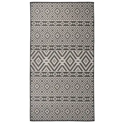 vidaXL Zunanja preproga ploščato tkanje 80x150 cm črne črte