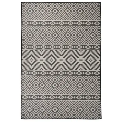 vidaXL Zunanja preproga ploščato tkanje 160x230 cm črne črte