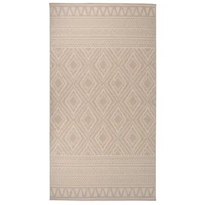vidaXL Zunanja preproga ploščato tkanje 80x150 cm rjave črte