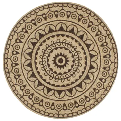 vidaXL Preproga iz jute s temno rjavim potiskom ročno izdelana 150 cm