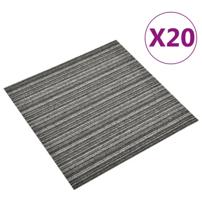 vidaXL Talna obloga preproga 20 kosov 5 m² 50x50 cm črtasta antracitna