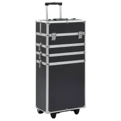 vidaXL Voziček za ličila iz aluminija črn