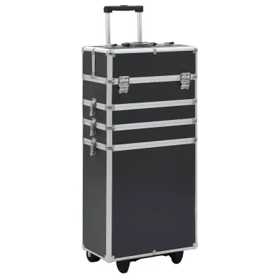 vidaXL Voziček za ličila iz aluminija črn