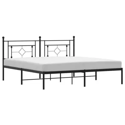 vidaXL Kovinski posteljni okvir z vzglavjem črn 183x213 cm