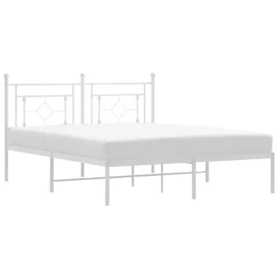 vidaXL Kovinski posteljni okvir z vzglavjem bel 160x200 cm