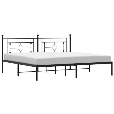 vidaXL Kovinski posteljni okvir z vzglavjem črn 200x200 cm