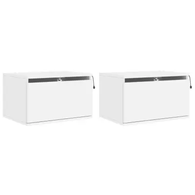 vidaXL Stenska nočna omarica z LED lučkami 2 kosa bela