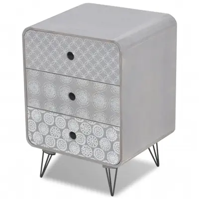 vidaXL Stranska omarica s 3 predali siva