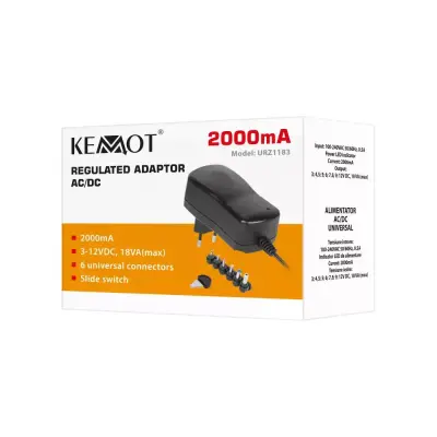 Adapter switch. KEMOT, 2000mA 3-12V, 6 nastavkov