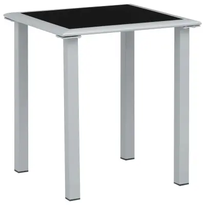 310541 vidaXL Garden Table Black and Silver 41x41x45 cm Steel and Glass