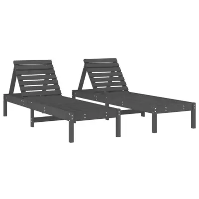 vidaXL Ležalnik 2 kosa siv 199,5x60x74 cm trdna borovina
