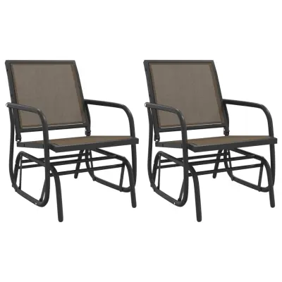 vidaXL Vrtni drsni stoli 2 kosa rjavi 61x76x87 cm tekstilen in jeklo