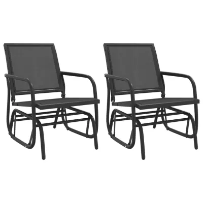 vidaXL Vrtni drsni stoli 2 kosa črni 61x76x87 cm tekstilen in jeklo