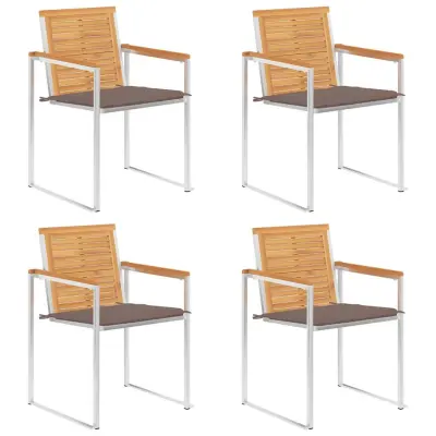 vidaXL Vrtni stoli 4 kosi z blazinami trdna tikovina