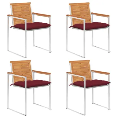 vidaXL Vrtni stoli 4 kosi z blazinami trden akacijev les