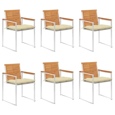 vidaXL Vrtni stoli 6 kosov z blazinami trdna tikovina