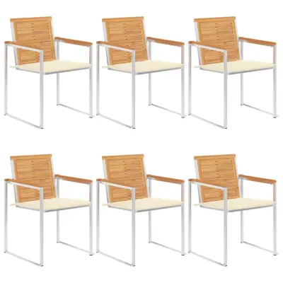 vidaXL Vrtni stoli 6 kosov z blazinami trdna tikovina