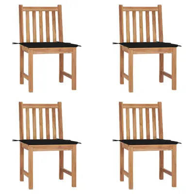 vidaXL Vrtni stoli 4 kosi z blazinami trdna tikovina