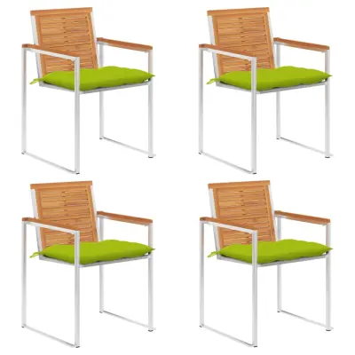 vidaXL Vrtni stoli 4 kosi z blazinami trden akacijev les