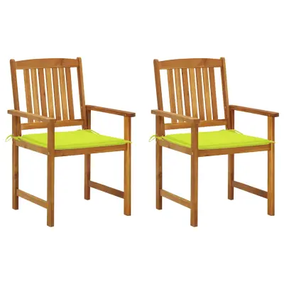 vidaXL Vrtni stoli z blazinami 2 kosa trden akacijev les