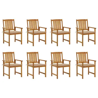 vidaXL Vrtni stoli z blazinami 8 kosov trden akacijev les