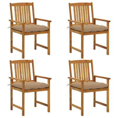 vidaXL Vrtni stoli z blazinami 4 kosi trden akacijev les