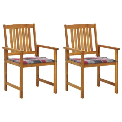 vidaXL Vrtni stoli z blazinami 2 kosa trden akacijev les