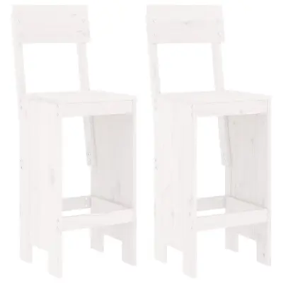 vidaXL Barski stolček 2 kosa bel 40x48,5x115,5 cm trdna borovina