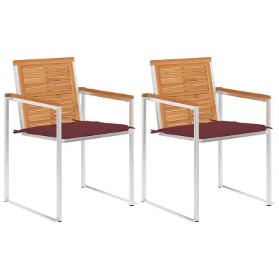 vidaXL Vrtni stoli z blazinami 2 kosa trden akacijev les in jeklo