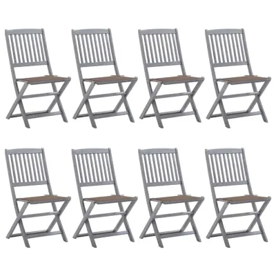 vidaXL Zložljivi zunanji stoli 8 kosov z blazinami trden akacijev les