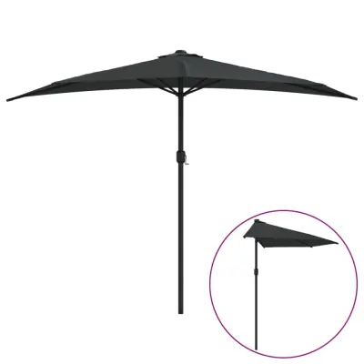 vidaXL Balkonski senčnik z aluminijastim drogom 300x155x223 cm črn