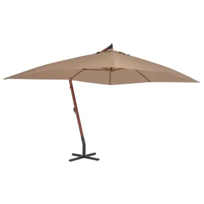 vidaXL Previsni senčnik z lesenim drogom 400x300 cm taupe