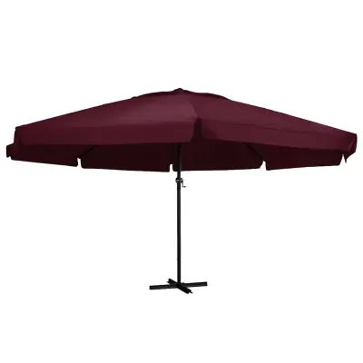vidaXL Zunanji senčnik z aluminijastim drogom 600 cm bordo rdeč